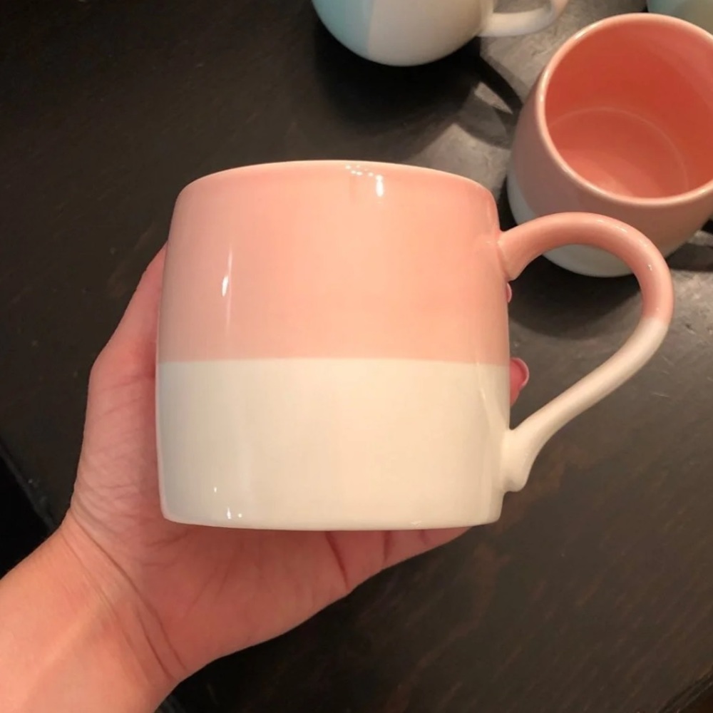 2 pink watercolor mugs